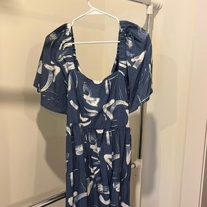 NWT blue tie back midi dress